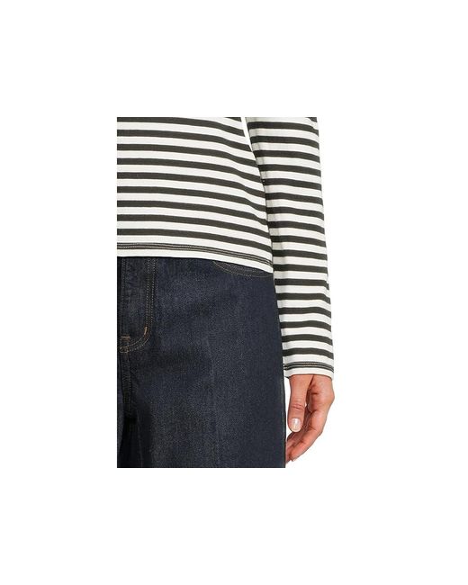 Madewell Black Easy Puff Sleeve Long Sleeve Stripe Clothing Lg 10-12) Cotton