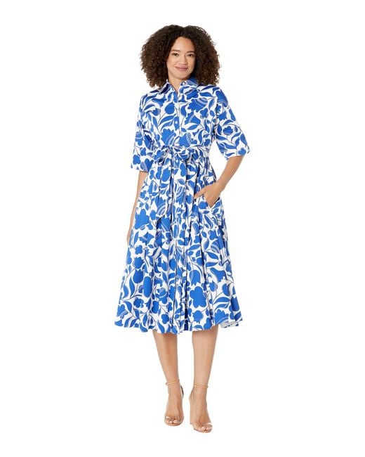 Kate Spade Cotton Zigzag Floral Montauk Dress in Blue | Lyst