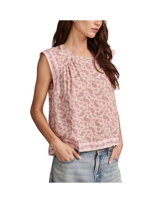 Lucky Brand Embroidered High Low Sleevless Blouse