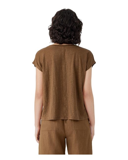 Eileen Fisher Brown V Neck Square Tee