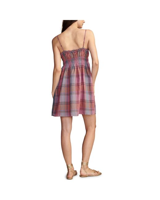 Lucky Brand Red Plaid Smocked Sweetheart Mini