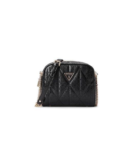 Guess Black Aldina Camera Crossbody Cross Body Handbags, Polyester