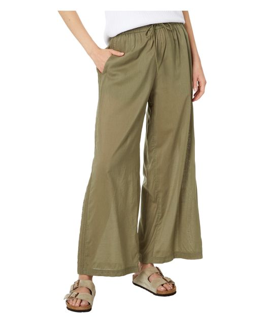 Madewell Green Embroidered Wide-leg Cover-up Pants