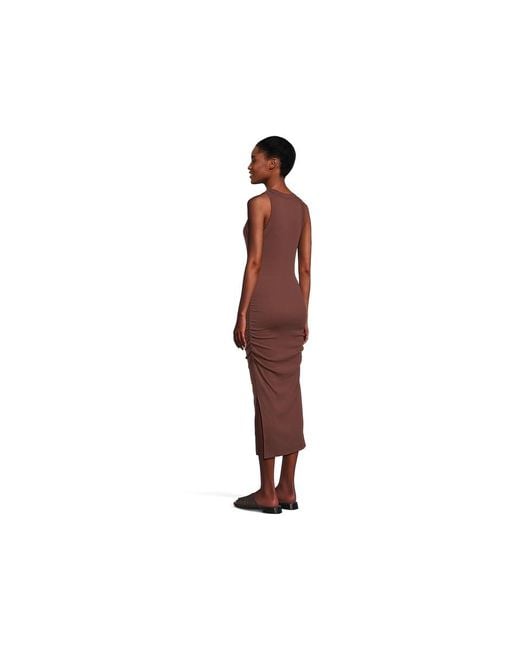Michael Stars Black Wren Ruched Midi Dress Md (Us 6-8) Cotton/Modal/Spandex