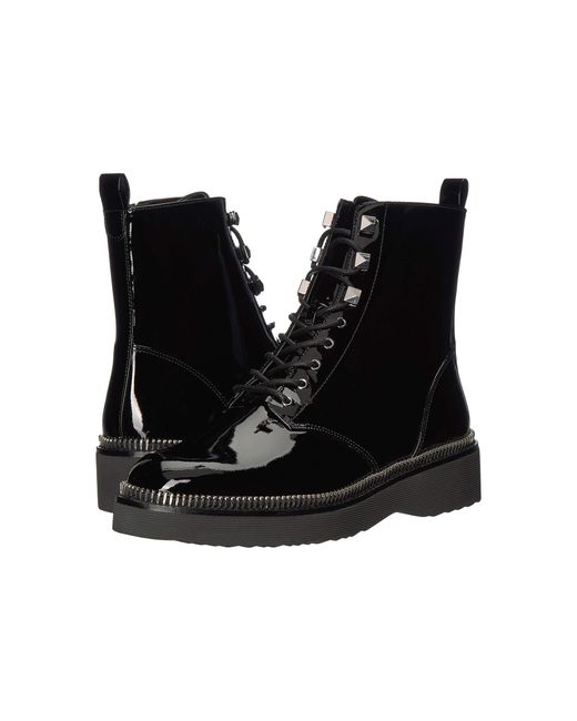 MICHAEL Michael Kors Haskell Patent Leather Combat Boot in Black 
