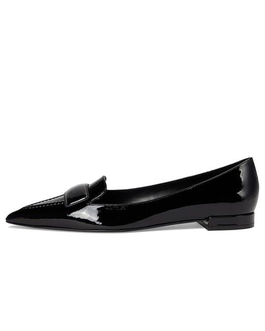 Stuart Weitzman Black Sovinnie Flat Dress Sandals, Leather
