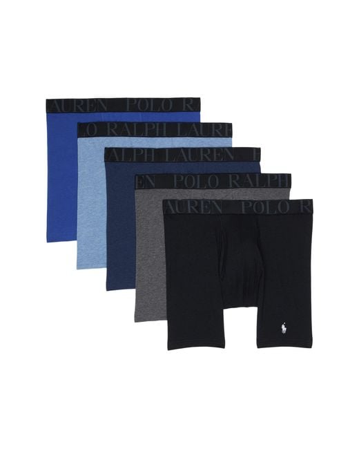 Polo Ralph Lauren Cotton 5pack Stretch Fit Classic Boxer Briefs in