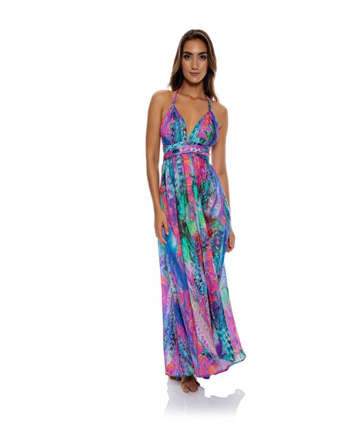 Luli Fama Synthetic She's Electric Convertible Maxi Dress in Blue | Lyst