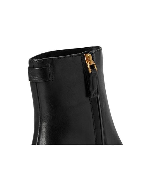 Ralph Lauren Black Cassie Burnished Leather Bootie Boots 6.5 B