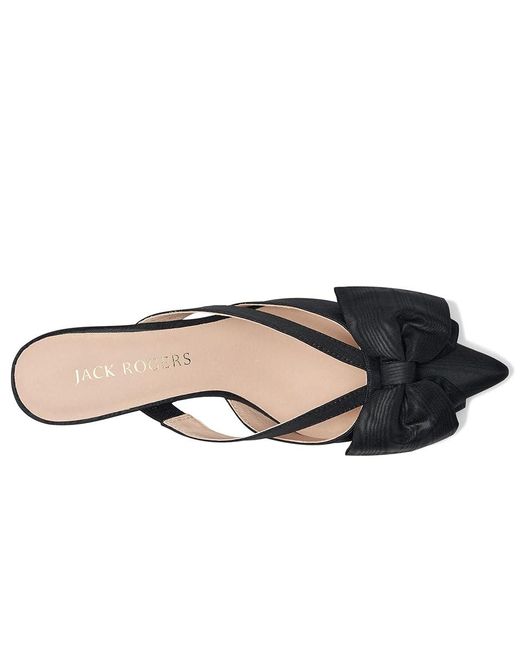 Jack Rogers Black Cynthia Bow Mule Sandals, Leather