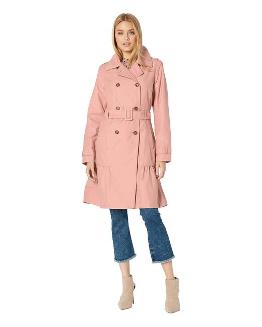 Kate Spade Pink Cotton Blend Trench Coat With Waist Tie
