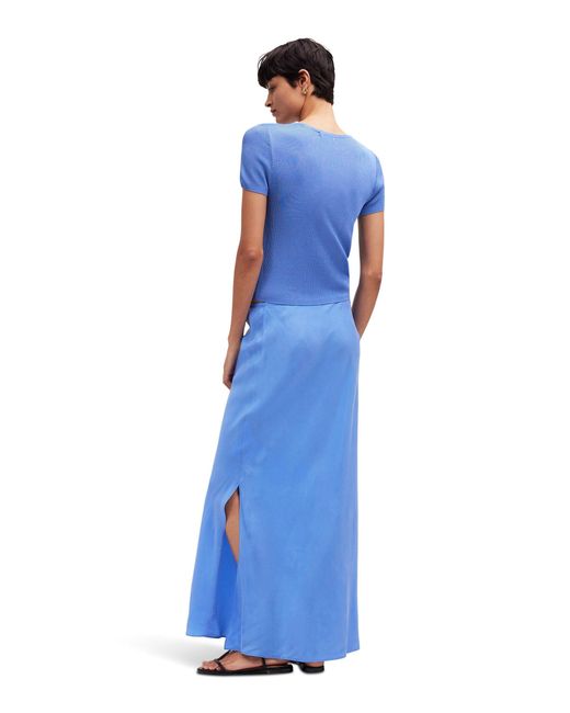 Madewell Blue Tie-waist Maxi Slip Skirt In Cupro Blend