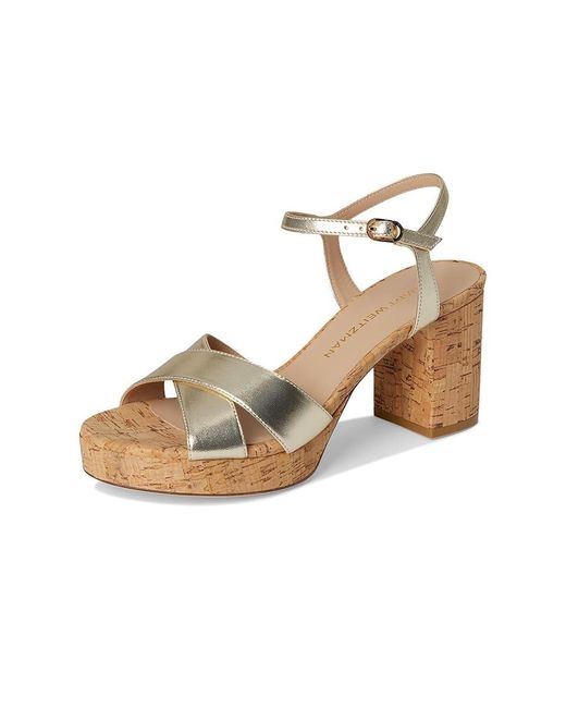 Stuart Weitzman Metallic Dayna Platform 80 Wedge Shoes, Leather