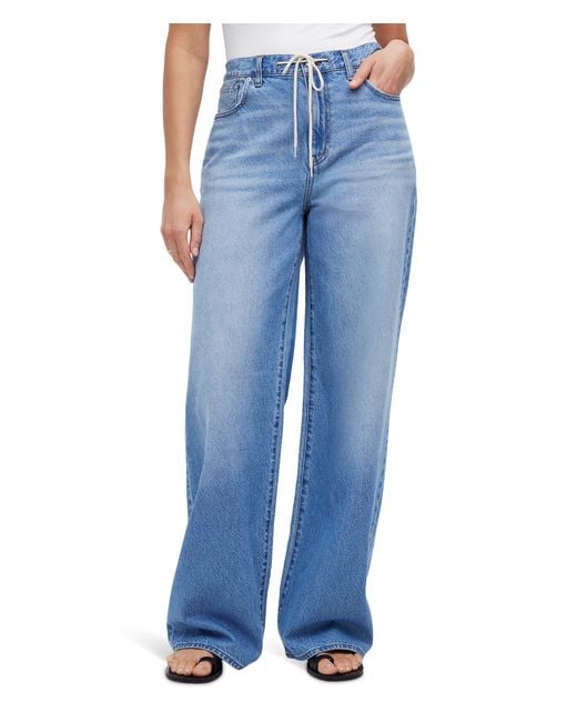 Madewell Blue Superwide-leg Jeans In Hambley Wash: Drawstring Edition