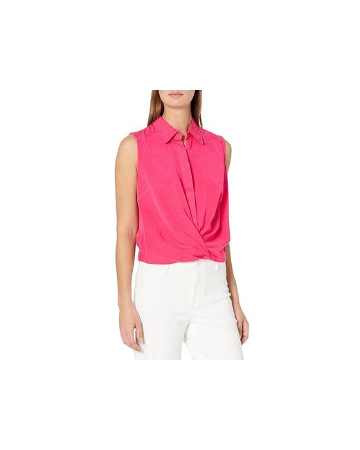 Kut From The Kloth Red Renata Front Twist Sleeveless Blouse W/ Collar () Clothing