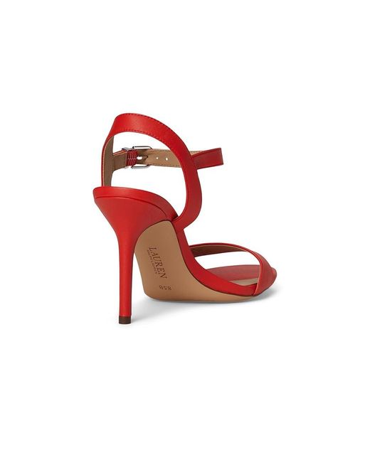 Ralph Lauren Red Gwen Nappa Leather Sandals Wedge Shoes 11 B