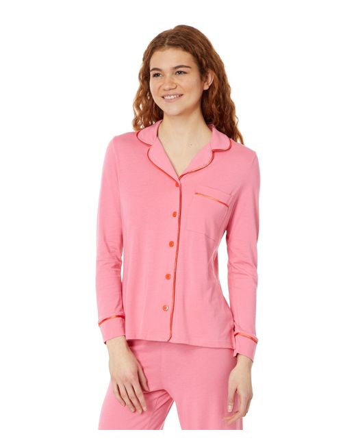 Cosabella Pink Amore Petite Long Sleeve Top Pant Pajama Set