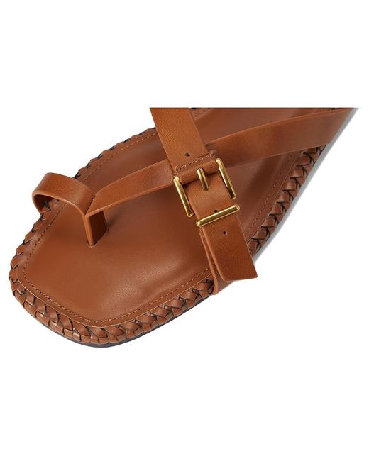 Vince Camuto Brown Kellon Toe Loop Flat Sandals Sandals, Leather