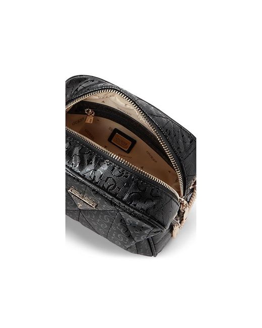 Guess Black Aldina Camera Crossbody Cross Body Handbags, Polyester