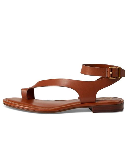Vince Camuto Brown Liba Toe Loop Wrap Flat Sandals Sandals, Leather