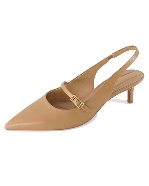 Franco Sarto Black Khloe Pointed Toe Slingback Kitten Heel (Nude Leather) High Heels