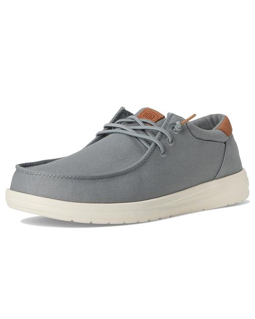 HeyDude Gray Paul Canvas Lace-Up Boots, Canvas/Leather for men