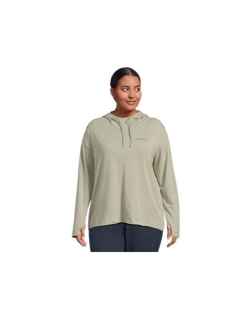 Columbia Green Plus Size Sun Trektm Hoodie Ii Sweatshirt, Cotton/Elastane/Lycra