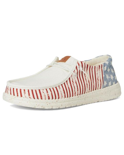 HeyDude Black Wendy Funk Americana Stars Flat Shoes, Textile