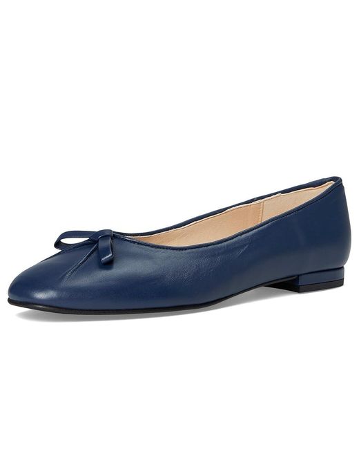 French Sole Blue Poppie Flat Shoes, Leather