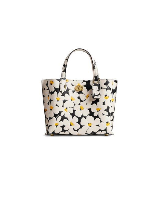 COACH Black Willow Tote 24 With Floral Print