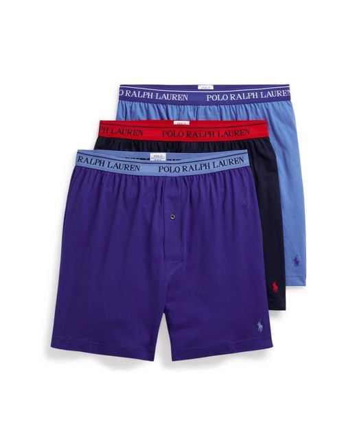 Polo Ralph Lauren Classic Fit W/ Wicking 3-pack Knit Boxers in Blue for Men