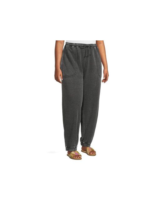 Free People Black Slow It Down Joggers Clothing Lg 12) Cotton/Polyester