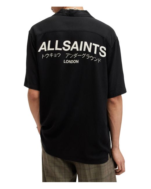 AllSaints Black Underground Short Sleeve Shirt for men