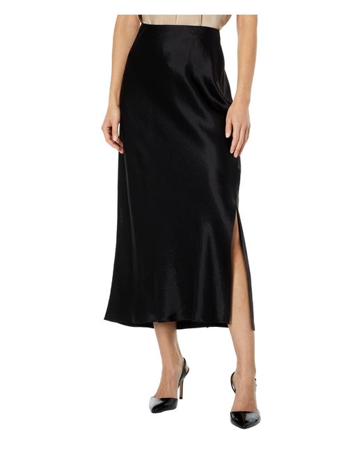 Vince Satin Side Slit Slip Skirt in Black Lyst
