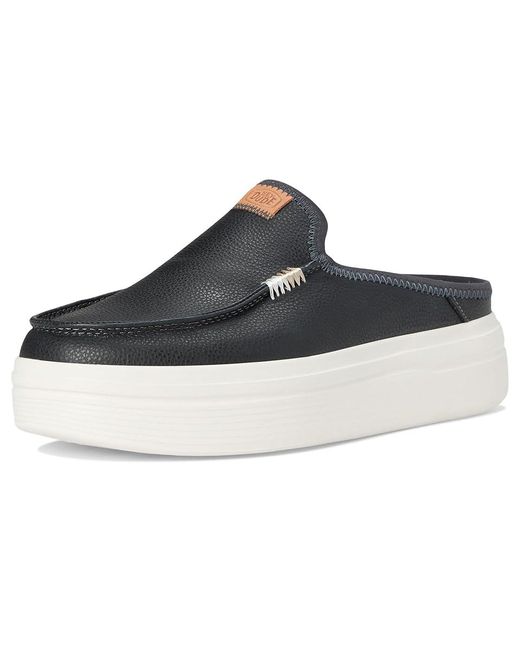 HeyDude Black Austin Lift Leather Shoes