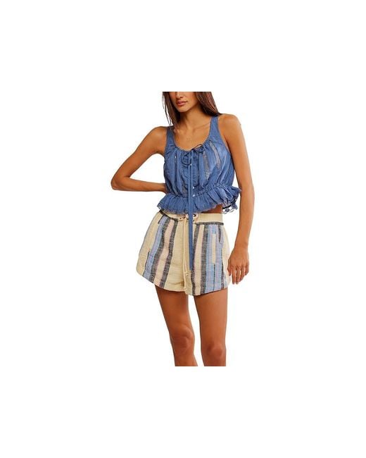 Free People Blue Alana Lace Tank Clothing Lg 12) Cotton