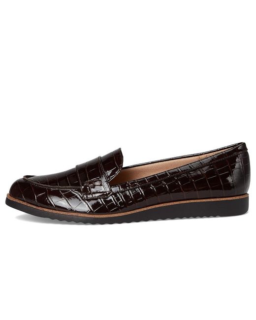 LifeStride Black Zee Loafer/Moc Shoes Flat Shoes 8 W (C) Faux Leather