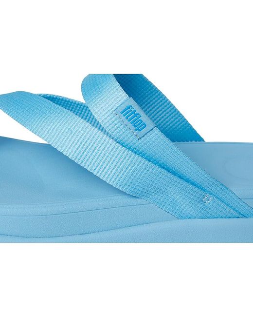 Fitflop Blue F-Mode Go Webbing Flatform Sling Toe-Post Sandals Wedge Shoes 5 M (B) Synthetic