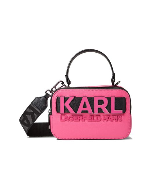 Karl Lagerfeld Leather Simone Crossbody in Pink Lyst