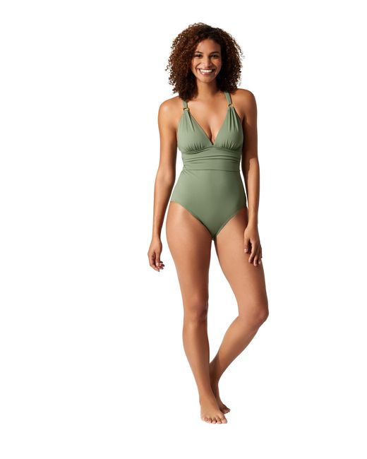 Tommy Bahama Green Paradise Fronds V-neck One-piece
