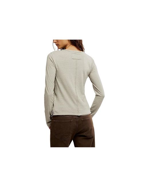 Free People Black Nova T-Shirts Long Sleeve Clothing Xl 14) Cotton/Polyester