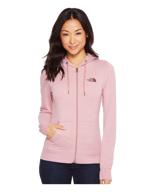 The North Face Pink Lightweight Tri-blend Full Zip Hoodie (foxglove Lavender Heather/crushed) Women's Sweatshirt