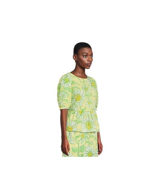 Lilly Pulitzer Green Hisli Short Sleeve Top Clothing, Cotton