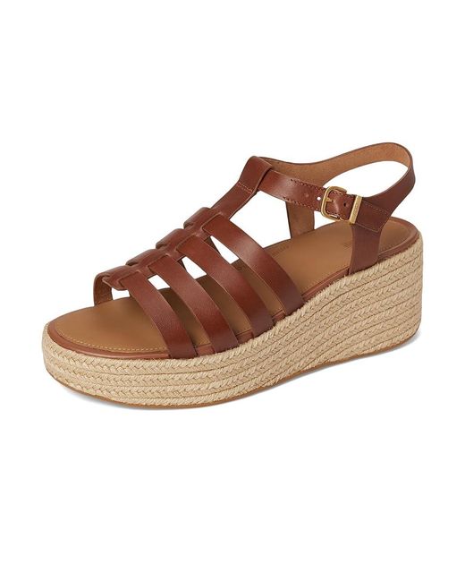 Fitflop Brown Platfforms Espadrille Leather Fisherman Wedge Sandals Wedge Shoes 8 M (B)