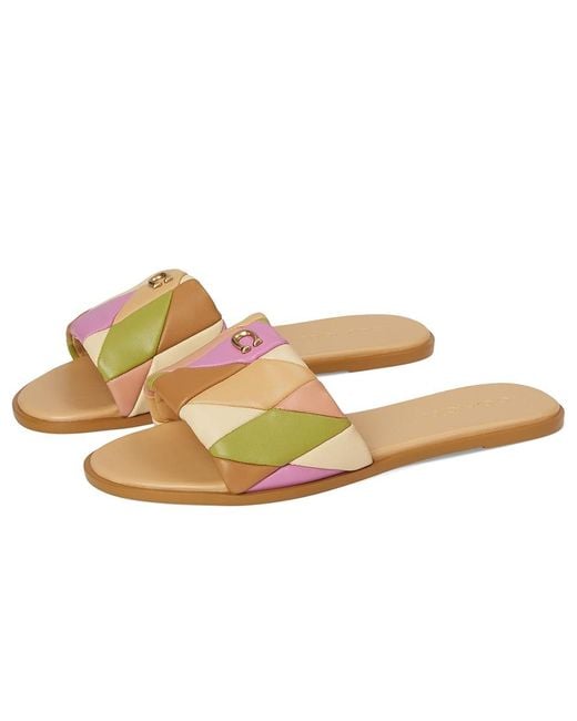 COACH Multicolor Holly Quilted Patchwork Leather Sandals Sandals Honey/Multi