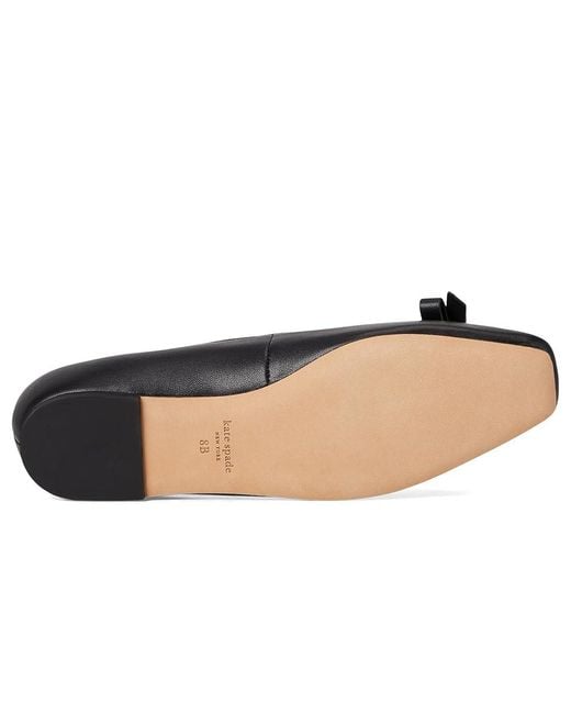 Kate Spade Black Deco Bow Smooth Leather Flat Flat Shoes
