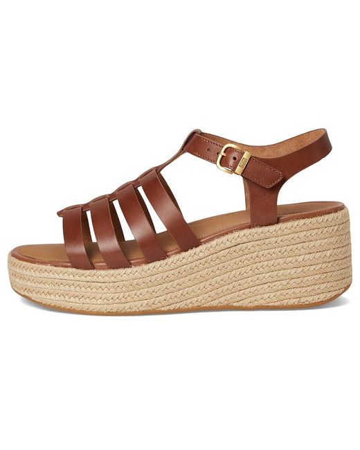 Fitflop Brown Platfforms Espadrille Leather Fisherman Wedge Sandals Wedge Shoes 8 M (B)