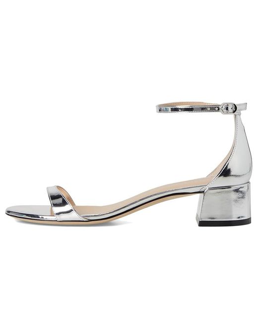 Stuart Weitzman Metallic Nudist Block 35 Wedge Shoes, Leather