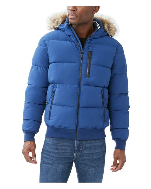Nautica Synthetic Puffer Jacket With Removable Hood, Water And Wind ...