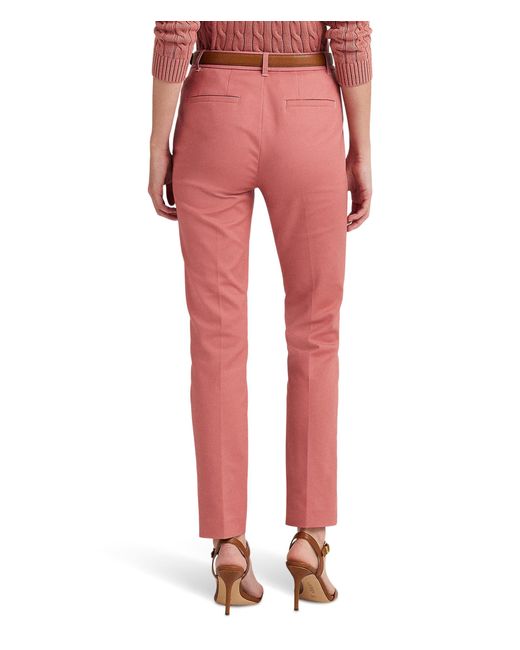 Lauren by Ralph Lauren Double-faced Stretch Cotton Pants in Red